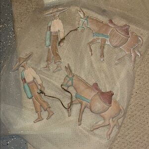 Vintage home interiors Donkey and Farmer Wall Art set of 2